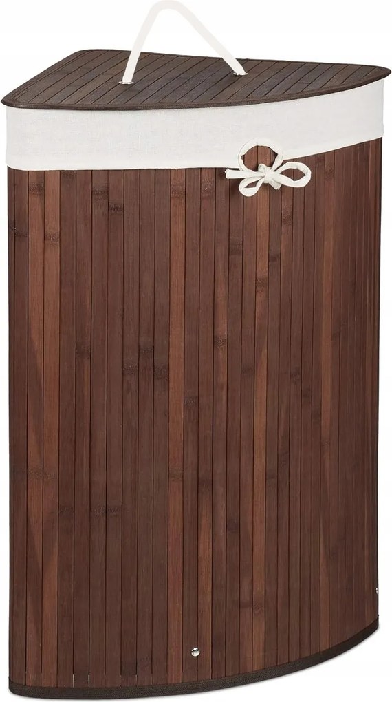 Bambusz Szennyestartó Kosár Játékok Sarok Tartály Fedéllel 60l