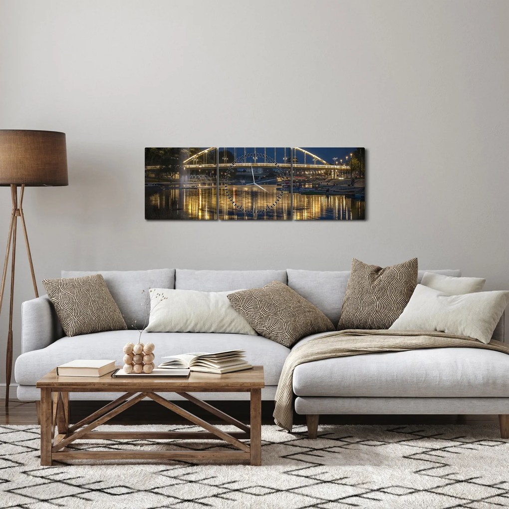 Egy híd képe szökőkúttal (órával) (90x30 cm)