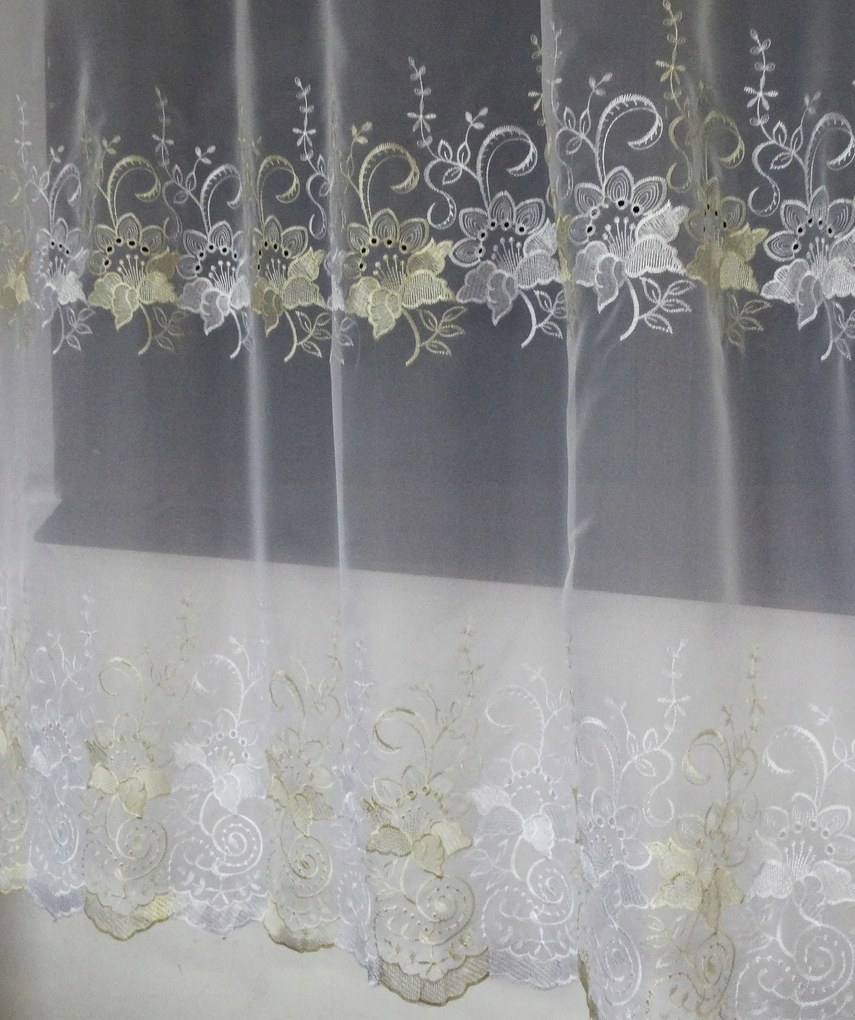 Mg Tor 1201 Fátyol Fehér hímzés Bézs magasság 280cm lengyel