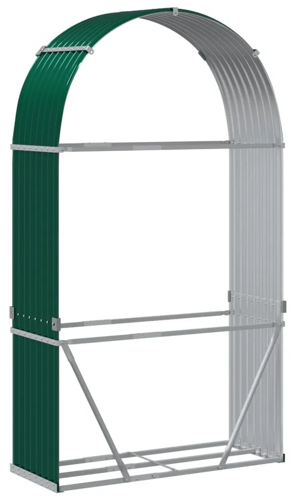 zöld horganyzott acél rönktartó 120 x 45 x 210 cm