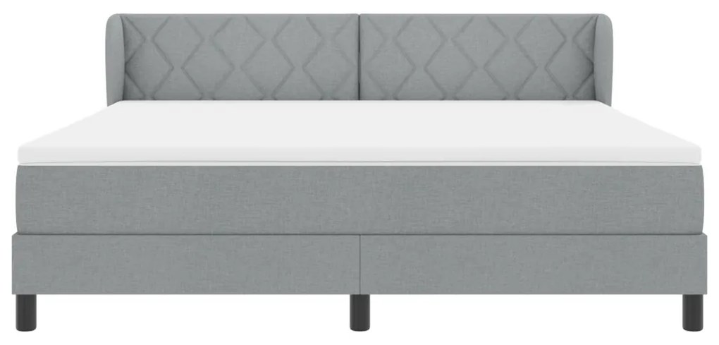 Boxspring Ágy Matrac Könnyű Szürke 180x200 cm Szövet