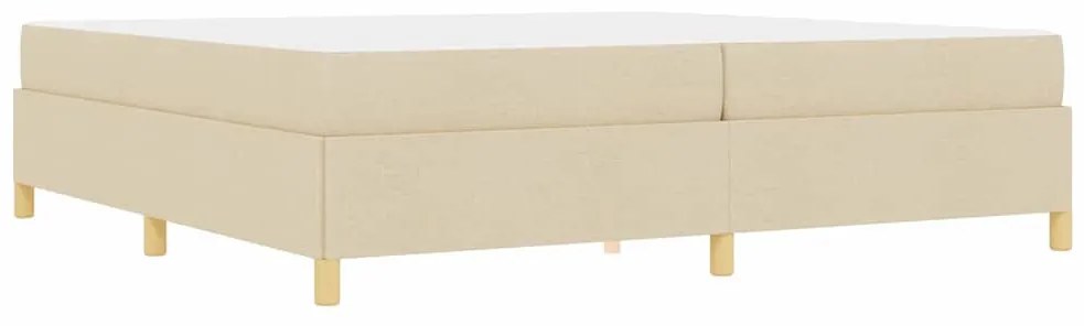 Boxrugós ágy matracmal Fehér és krém 200 x 200 cm szövet