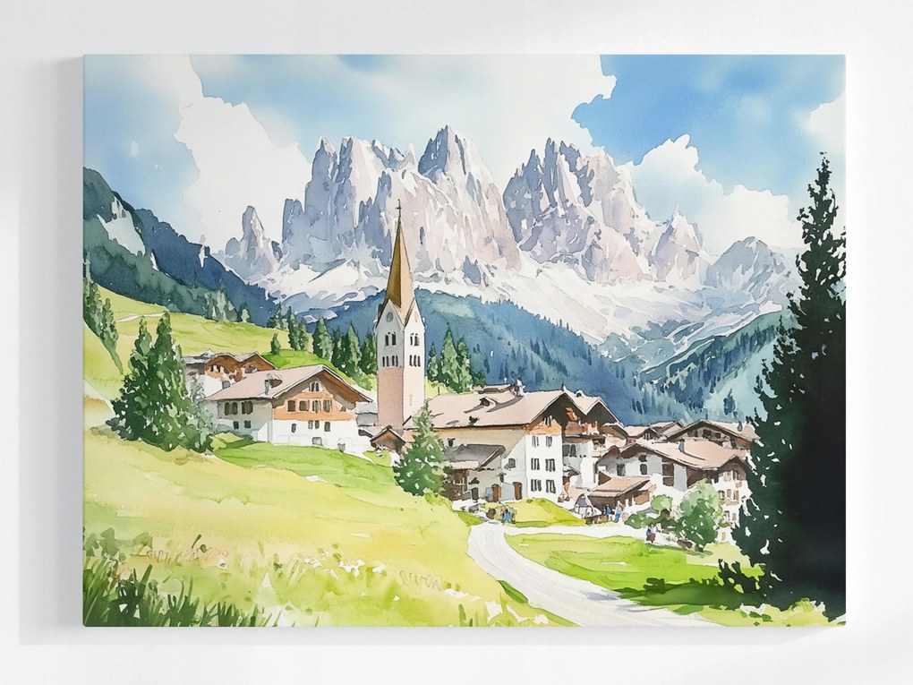 Vászonkép Canvas Tájkép Hegyek Alpok Szlovénia Város Falu 80x60