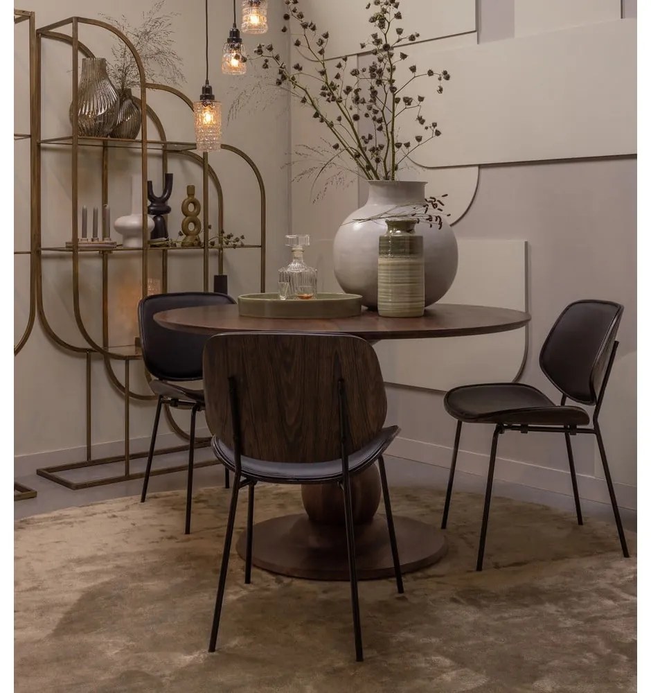 Fekete bőrutánzat étkezőszék szett 2 db-os Close In – WOOOD