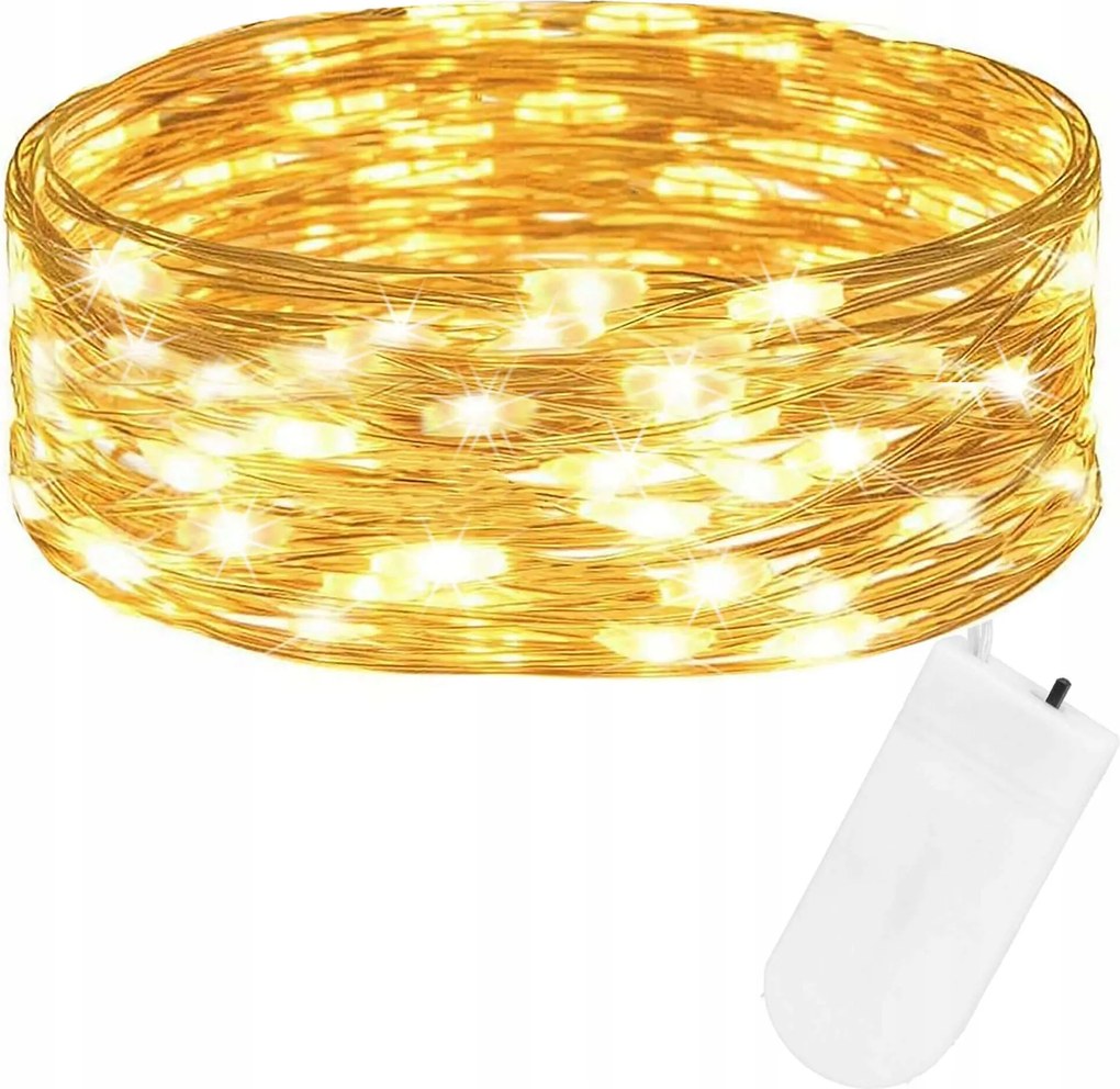 Drót Lámpák 30 Led Mikro 2m Akkumulátoros Lámpa Meleg Fehér Fény