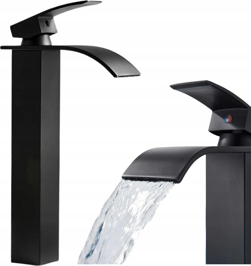 Fürdőszobai Csaptelep Álló Pultra Szerelhető Mosdó Vízesés Sárgaréz Fekete Ari