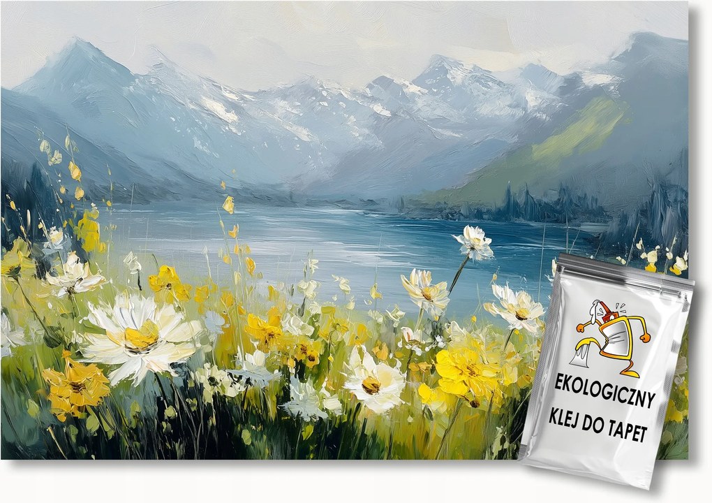 Fotótapéta Flizelina Tájkép Hegyek Tátra Tó Virágok 100x75 ragasztó