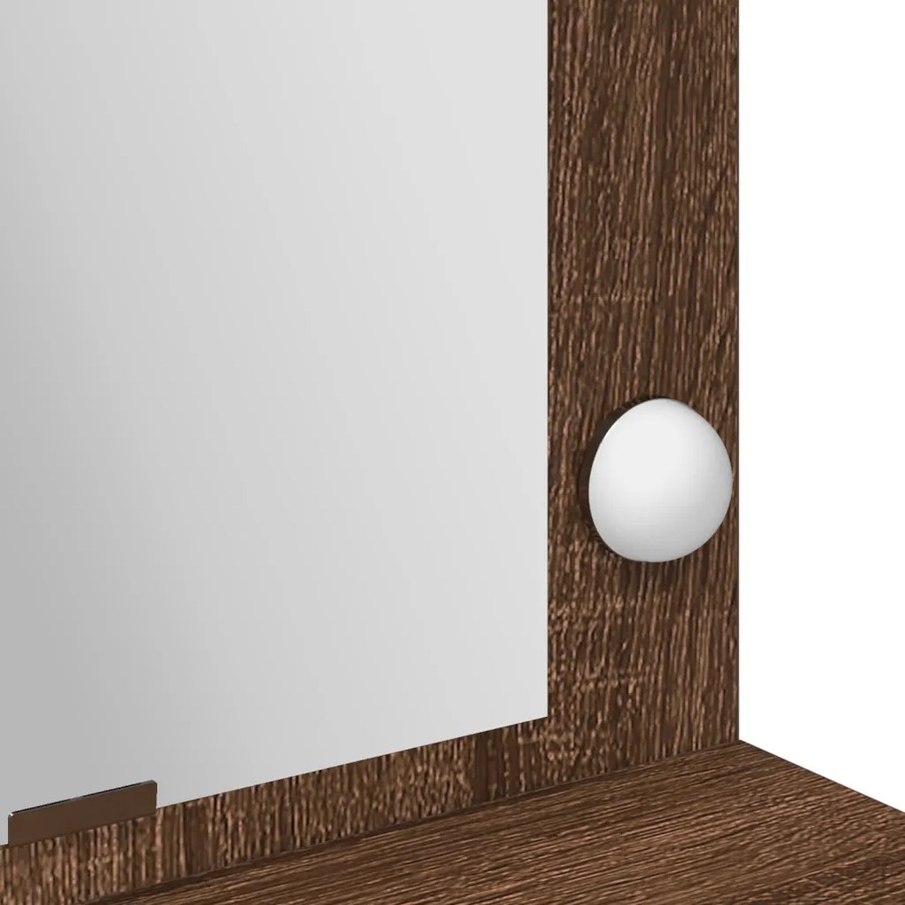 LED-es Sminktükör Barna Tölgy 100x41x135 cm