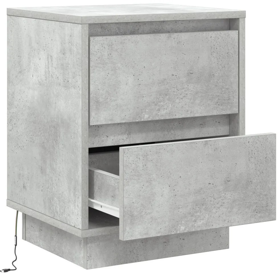 éjjeli szekrény LED világítással szürke beton 39x34,5x50 cm