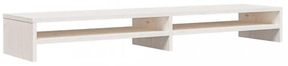 fehér tömör fenyőfa monitorállvány 100 x 24 x 13 cm
