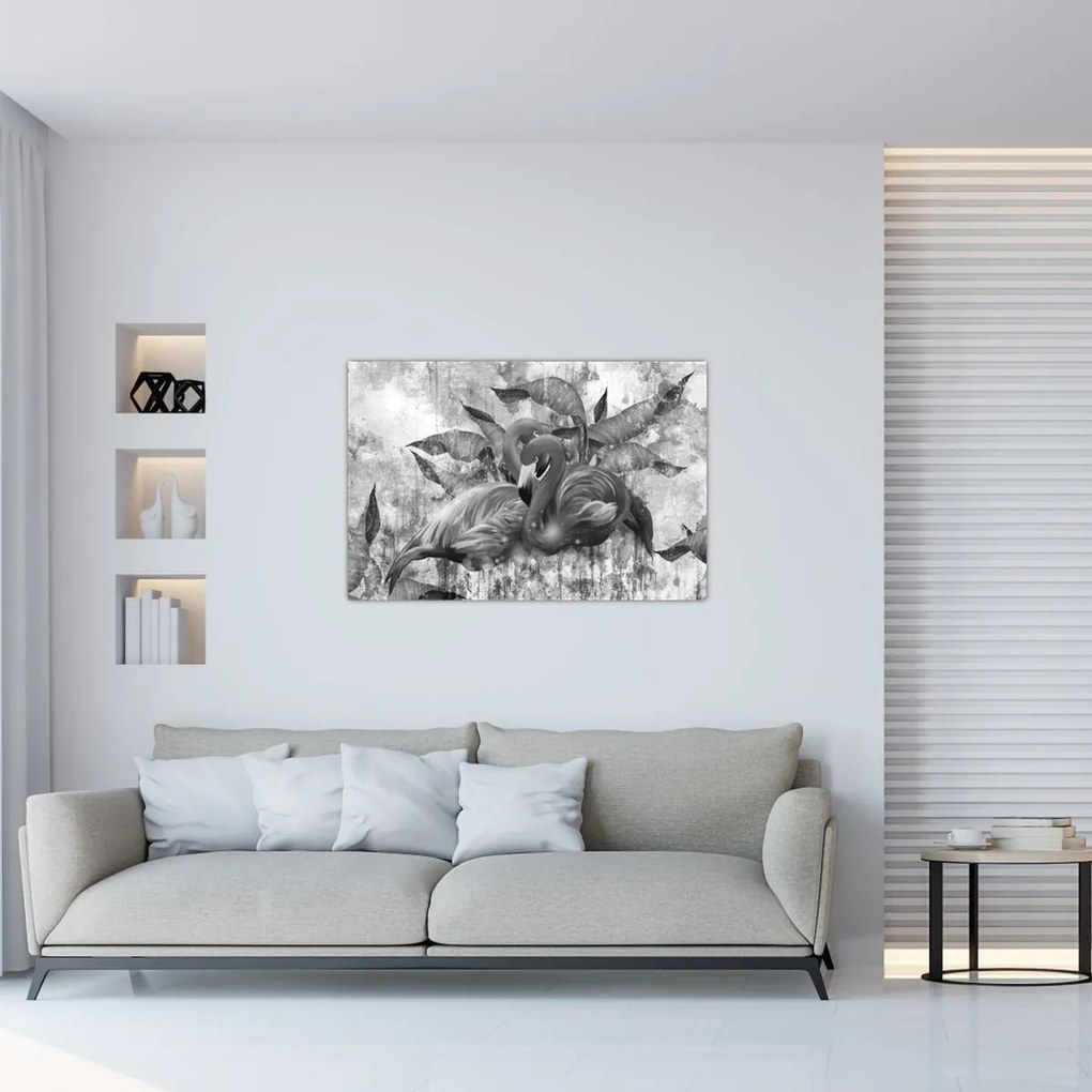Kép - Flamingók graffiti (90x60 cm)