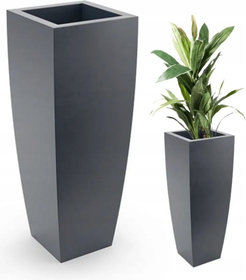 Virágtartó magas antracit fagyálló Juno magasság 75x28 cm virágtartó polccal