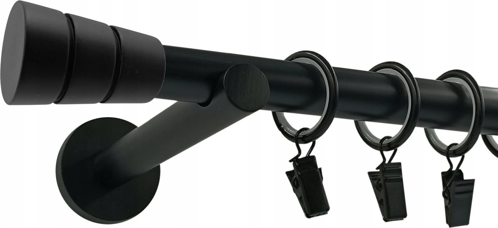 Függönykarnis Szimpla Modern fém fekete matt 19 mm 200 cm basic henger