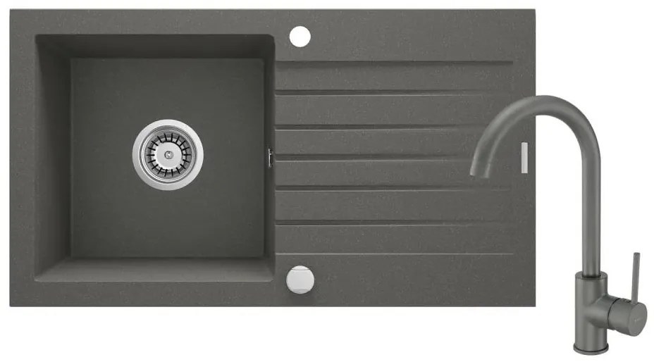 Deante ZQZVT113 ZORBA 76x44 cm gránit mosogató + csaptelep antracit