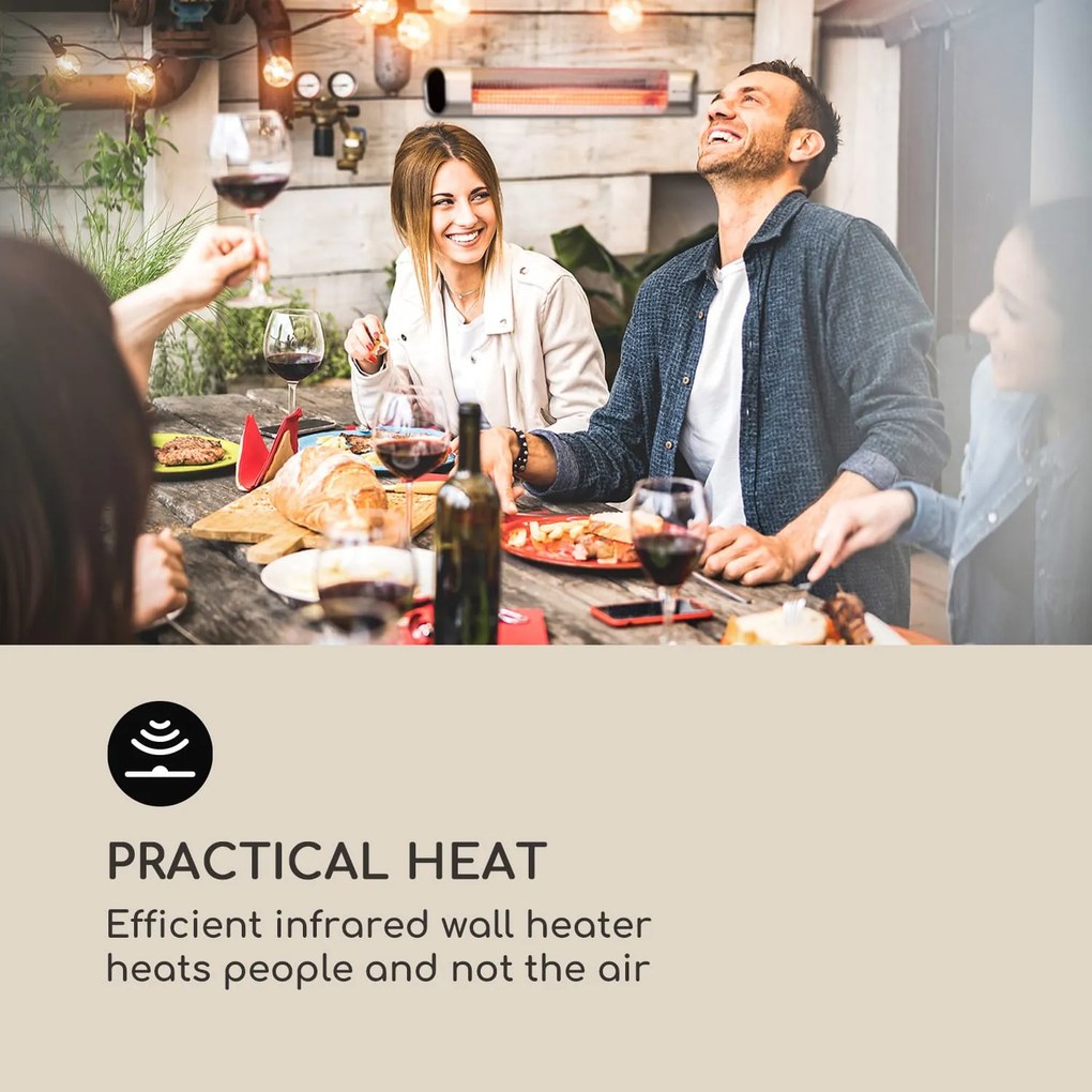 Blumfeldt Dark Wave, infravörös hősugárzó, 2000 W, aranyozott széncső, IP65, alumínium