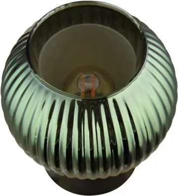 Globo 15638TG Asztali lámpa fém fekete matt, zöld színű üveg búra, belül fehér, fekete PVC kábel, billenőkapcsoló a kábelen, ø: 150mm, M: 170mm, kábel hossza 1500mm, 1x E27 25W 230V izzó nélkül