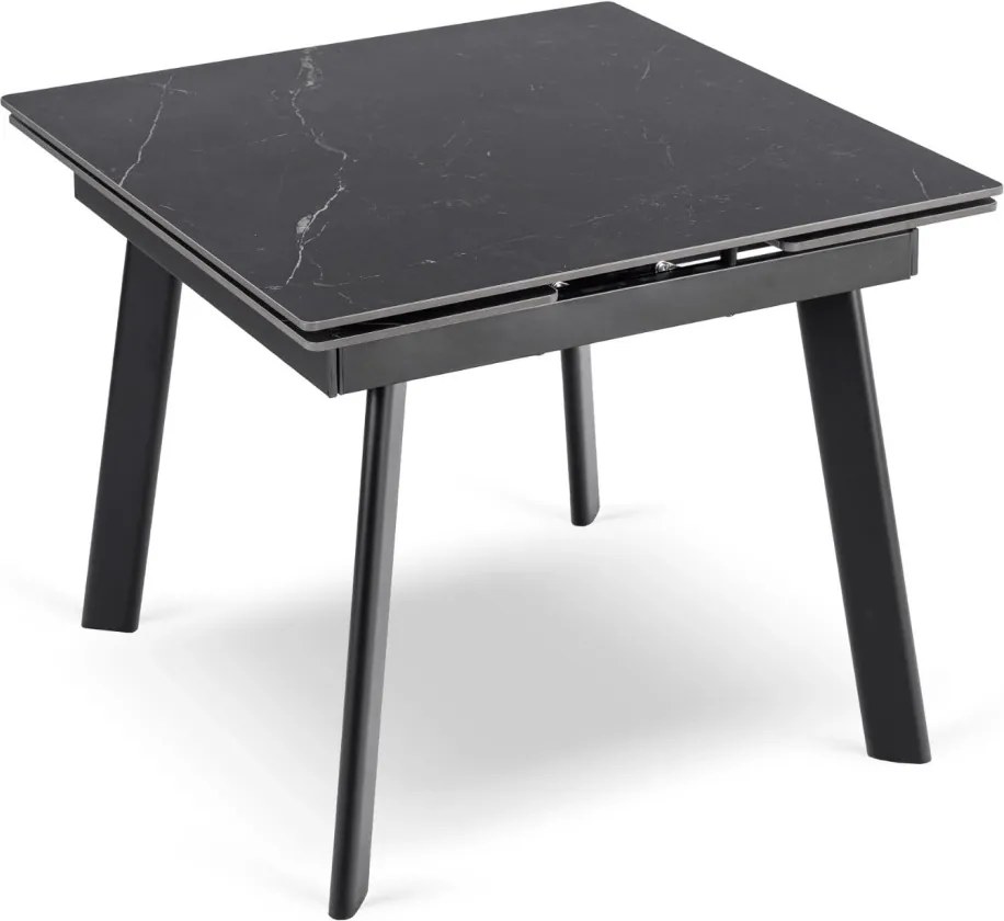 LARES bővíthető kerámia étkezőasztal 90-150 cm fekete márvány/fekete