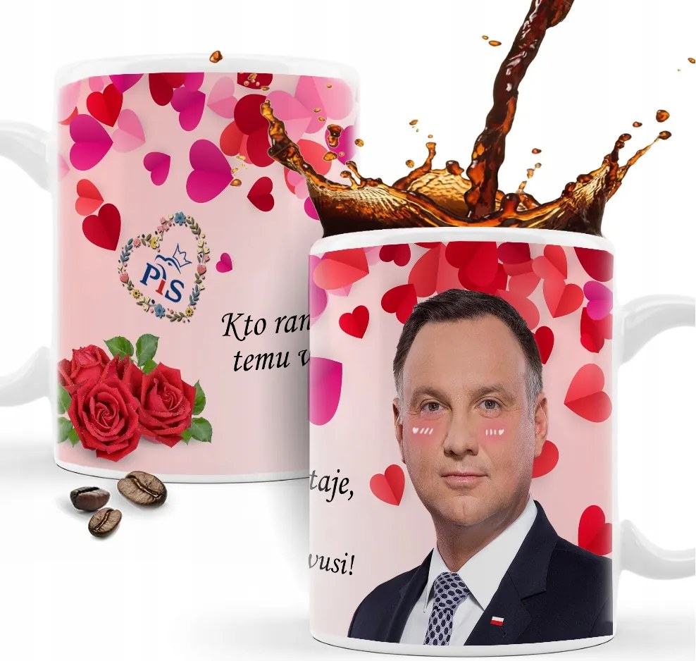 Duda nyomott mintás bögre Pis vicces ajándék Elnök