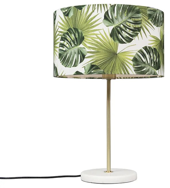 Modern asztali lámpa rézzel, levél alakú búrával 35 cm - Kaso