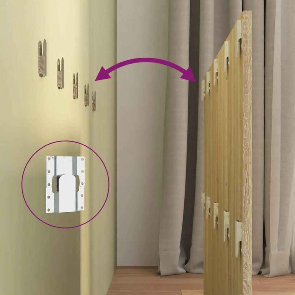 sonoma tölgyszínű szerelt fa ágyfejtámla szekrényekkel