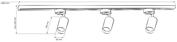 Spotlámpa sínrendszerhez PÁRIZS 3xGU10/10W/230V + 1 m sín rendszer