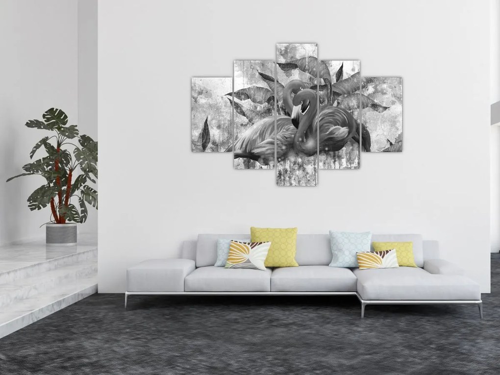 Kép - Flamingók graffiti (150x105 cm)