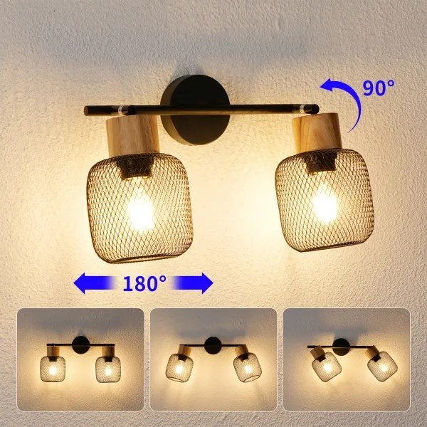 Brilagi - Spotlámpa BASKLITE 2xE27/15W/230V fa/fekete