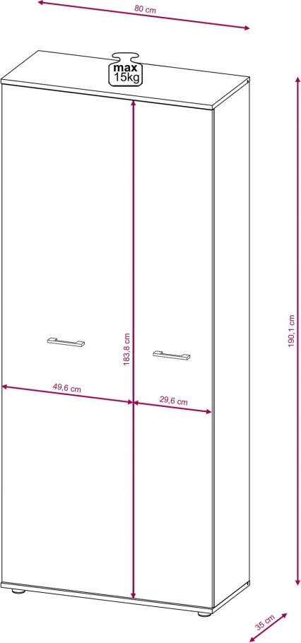 Előszoba bútor szett Wotan tölgy / fehér színkombinációban – SANTO