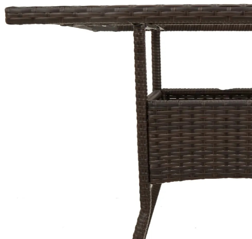 barna polyrattan üveglapos kerti asztal 80 x 80 x 75 cm