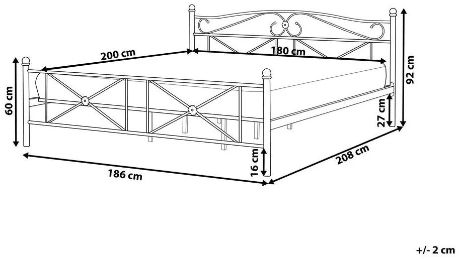 Franciaágy 180 cm RANDEZ (ágyráccsal) (fehér). 1007482