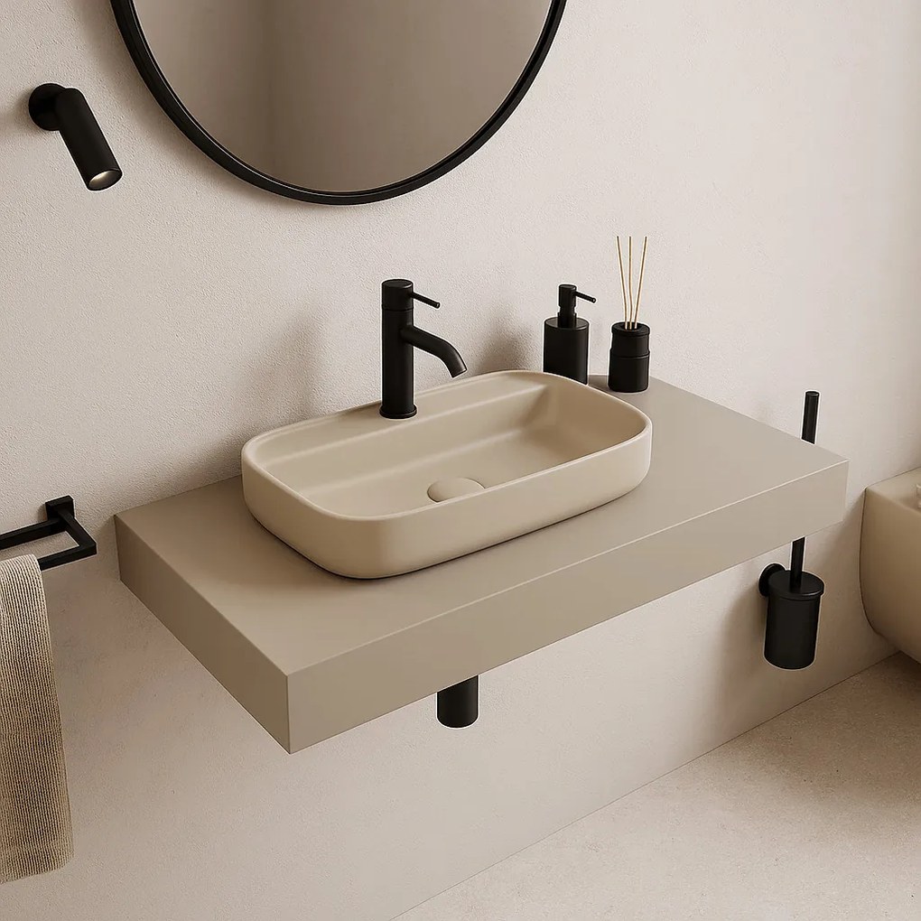 CeraStyle AQUA - PULTRA ültethető - Top Counter - porcelán mosdó - MATT BÉZS - 60 x 40 cm