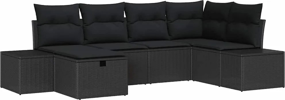 vidaXL Kanapé Szett párnával 6 pcs polirattan