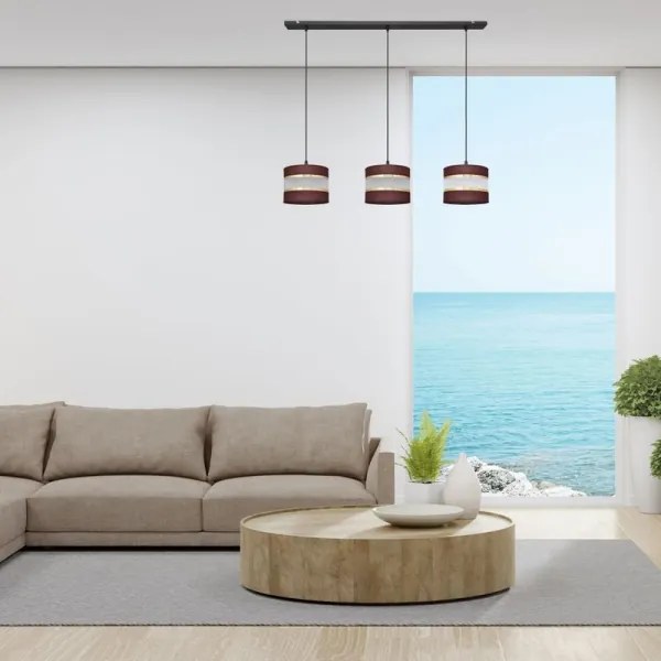 Csillár zsinóron HELEN 3xE27/15W/230V barna/fekete/arany