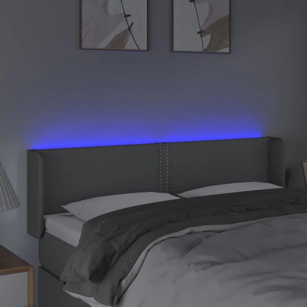 világosszürke szövet LED-es fejtámla 147 x 16 x 78/88 cm