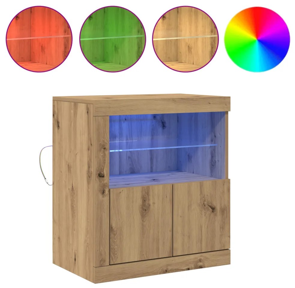 LED lámpás oldalszekrény Artisan tölgy 60,5x37x67 cm