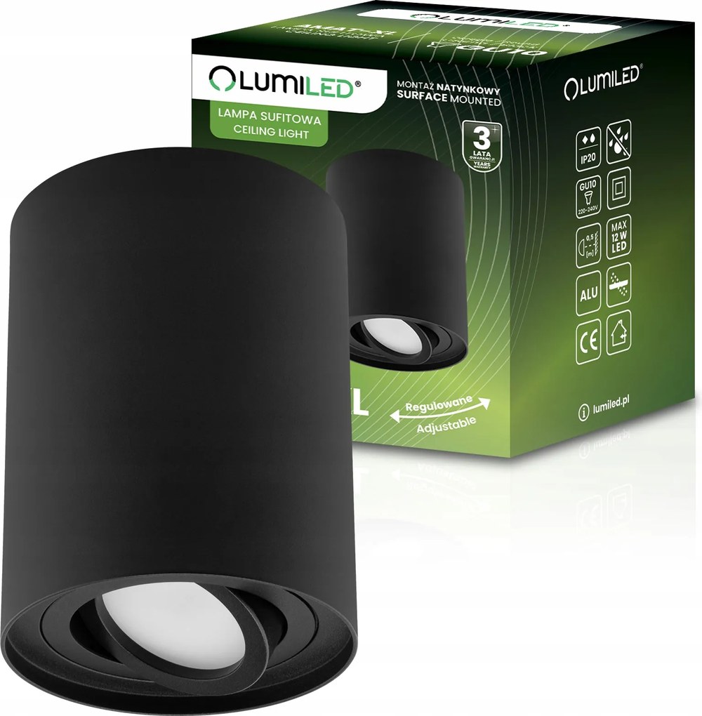 Halogén mennyezeti lámpatest Led cső GU10 mozgatható spot lámpa falra szerelhető fekete