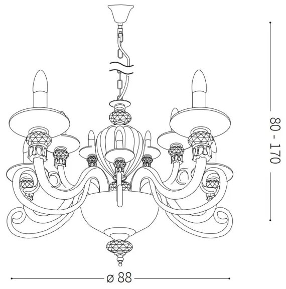 Ideal Lux - Csillár zsinóron BARONET 15xE14/40W/230V