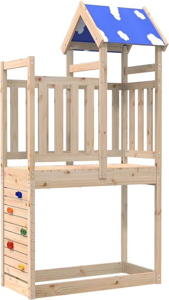 vidaXL Játék Torny Barna 110.5 x 52.5 x 215 cm Tömör fenyőfa