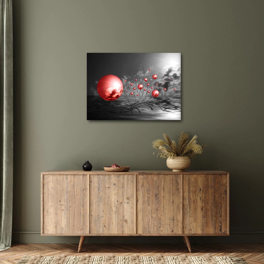 Piros gömbök képe (70x50 cm)