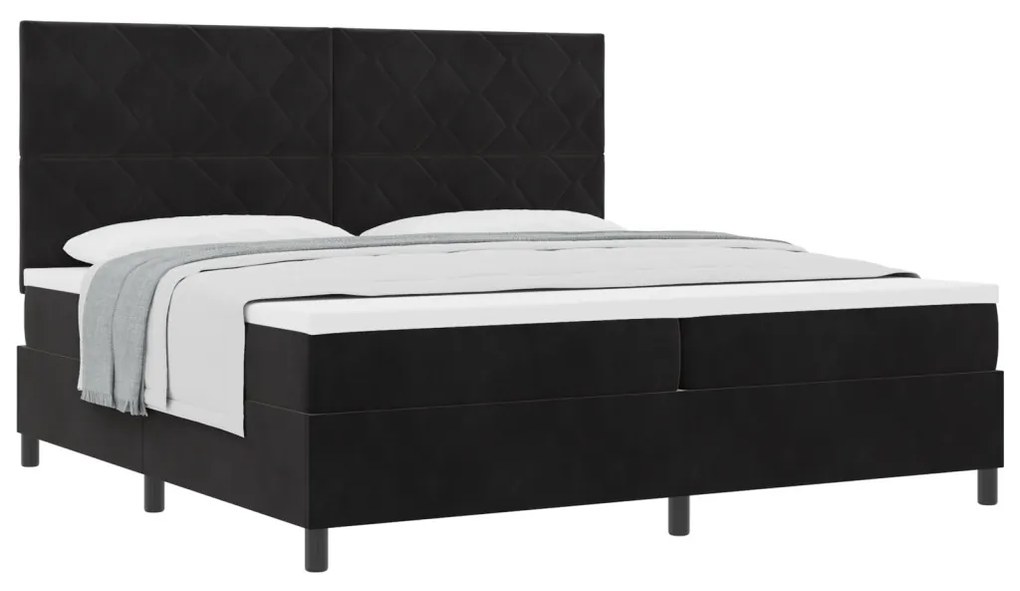 Box Spring ágy matraccal Fekete 200x200 cm Bársony