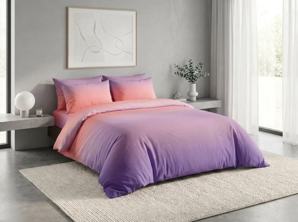 Pamut ágynemű OMBRE lila-rózsaszín Ágyneműhuzat mérete: 70 x 90 cm | 140 x 200 cm