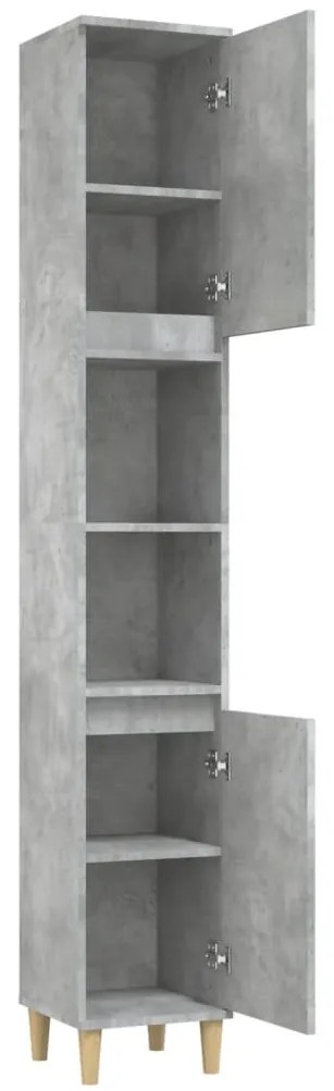 betonszürke szerelt fa fürdőszobaszekrény 30 x 30 x 190 cm