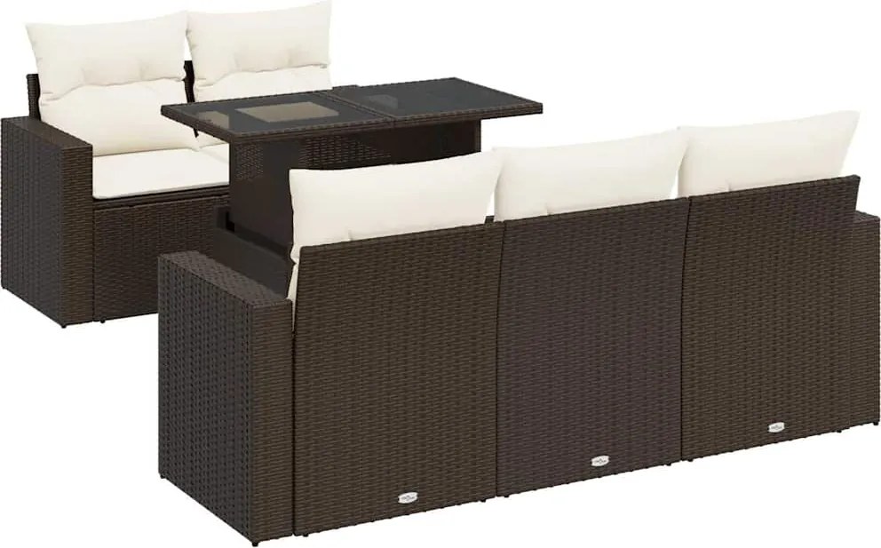 vidaXL 6 részes barna polyrattan kerti ülőgarnitúra párnával