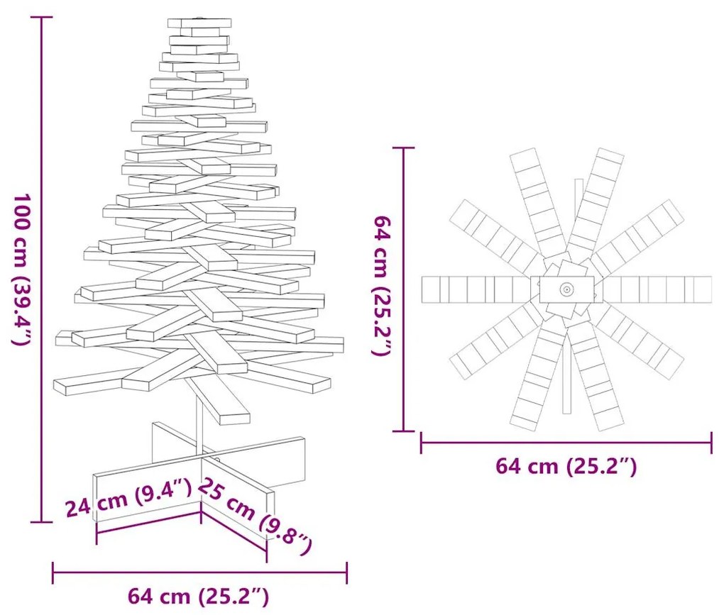 vidaXL fehér tömör fenyőfa karácsonyfa-dekoráció 100 cm