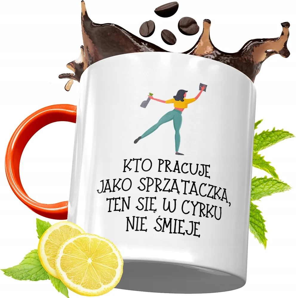 Narancssárga Bögre Takarítónőnek Ajándék fényképes nyomattal