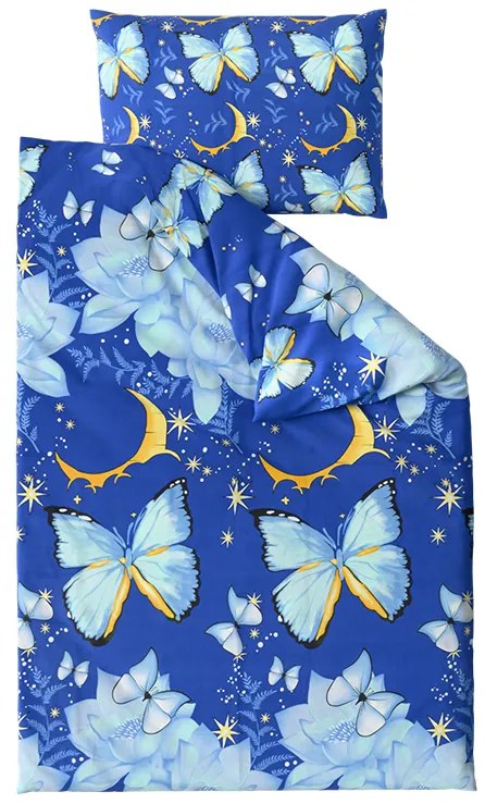 Pamut ágynemű BLUE BUTTERFLY sötétkék Ágyneműhuzat mérete: 70 x 90 cm | 140 x 200 cm