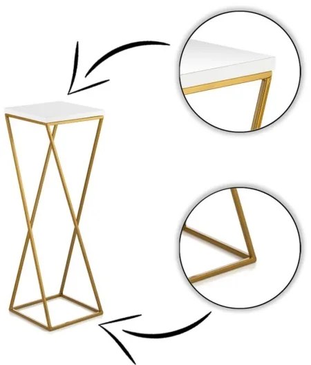 LOFT virágtartó állvány 70x24 cm arany/fehér