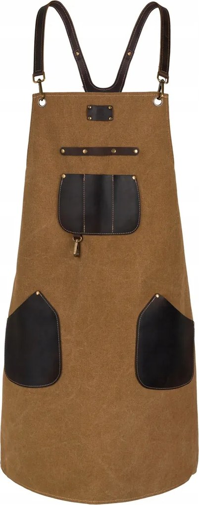 Shiori viaszolt vászon grill kötény bőr elemekkel