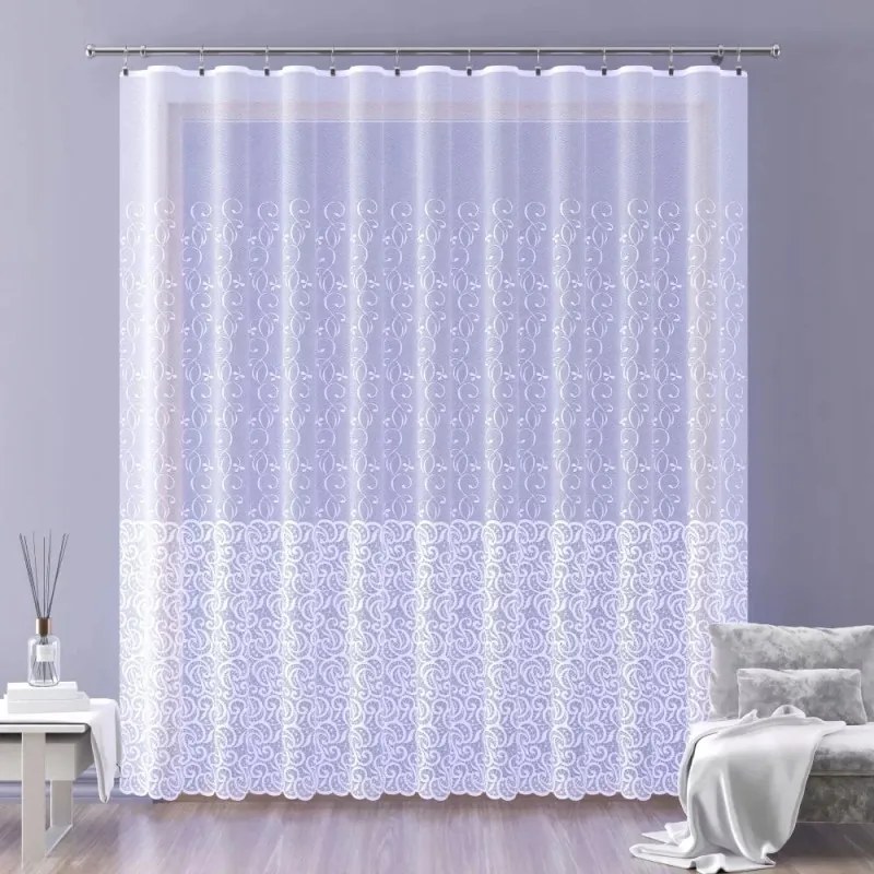 Gyönyörű elegáns jacquard függöny fehér 230 cm magas Brunera A098