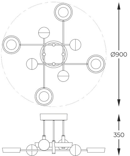 Zuma Line MX7170-8-3BGT - LARA felületre szerelhető csillár, dimmelhető LED, 60W/230V, arany/fekete